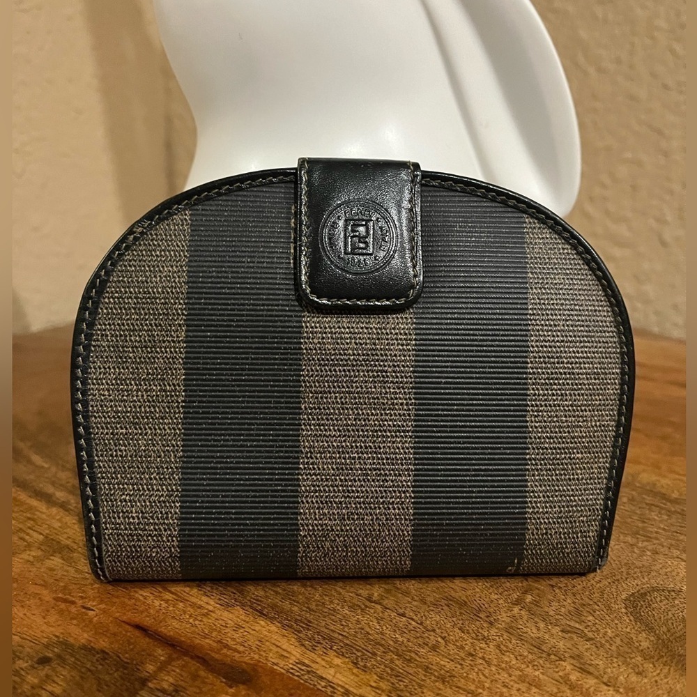Fendi Black and Brown Striped Wallet
